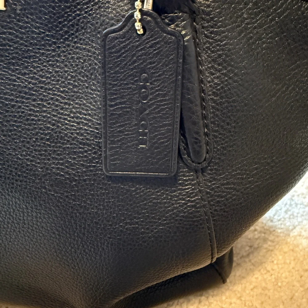 Coach Kelsey Satchel Black Pebble Leather Small Crossbody Top Handle Bag - Picture 7 of 10